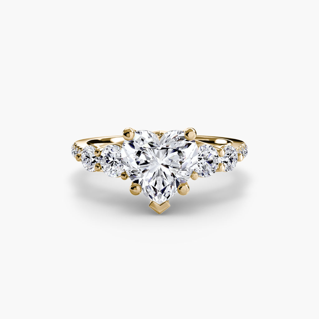 Five Stone Ring with Pavé Band - diamond engagement ring - VYKA Diamonds