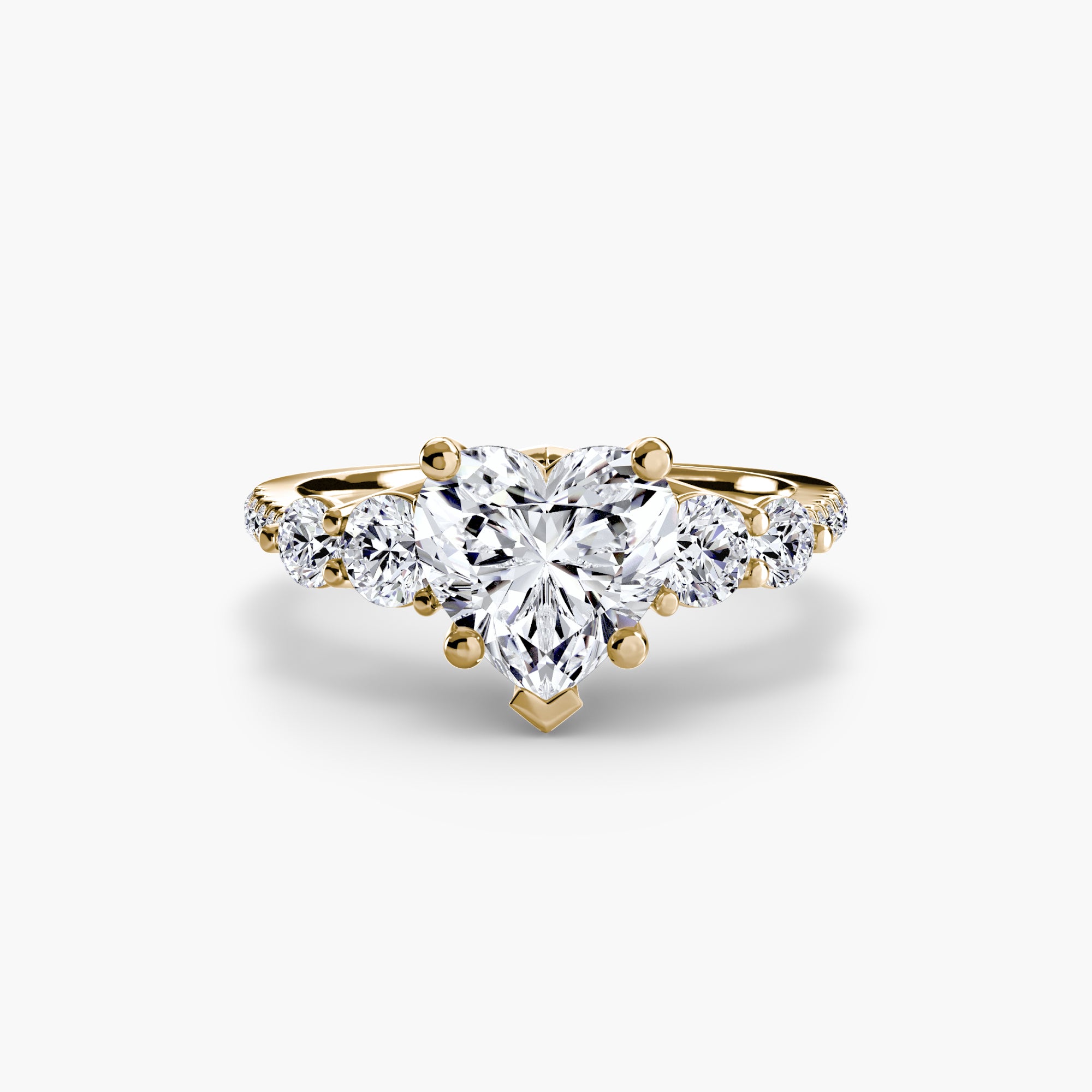 Five Stone Ring with Pavé Band - diamond engagement ring - VYKA Diamonds