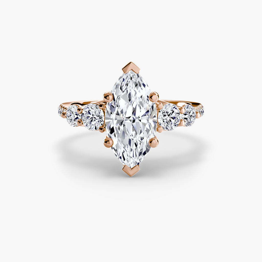 Five Stone Ring with Pavé Band - diamond engagement ring - VYKA Diamonds
