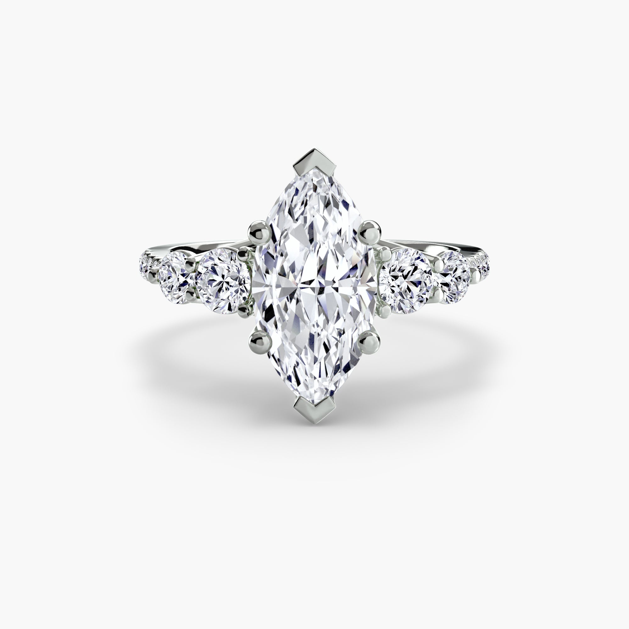 Five Stone Ring with Pavé Band - diamond engagement ring - VYKA Diamonds
