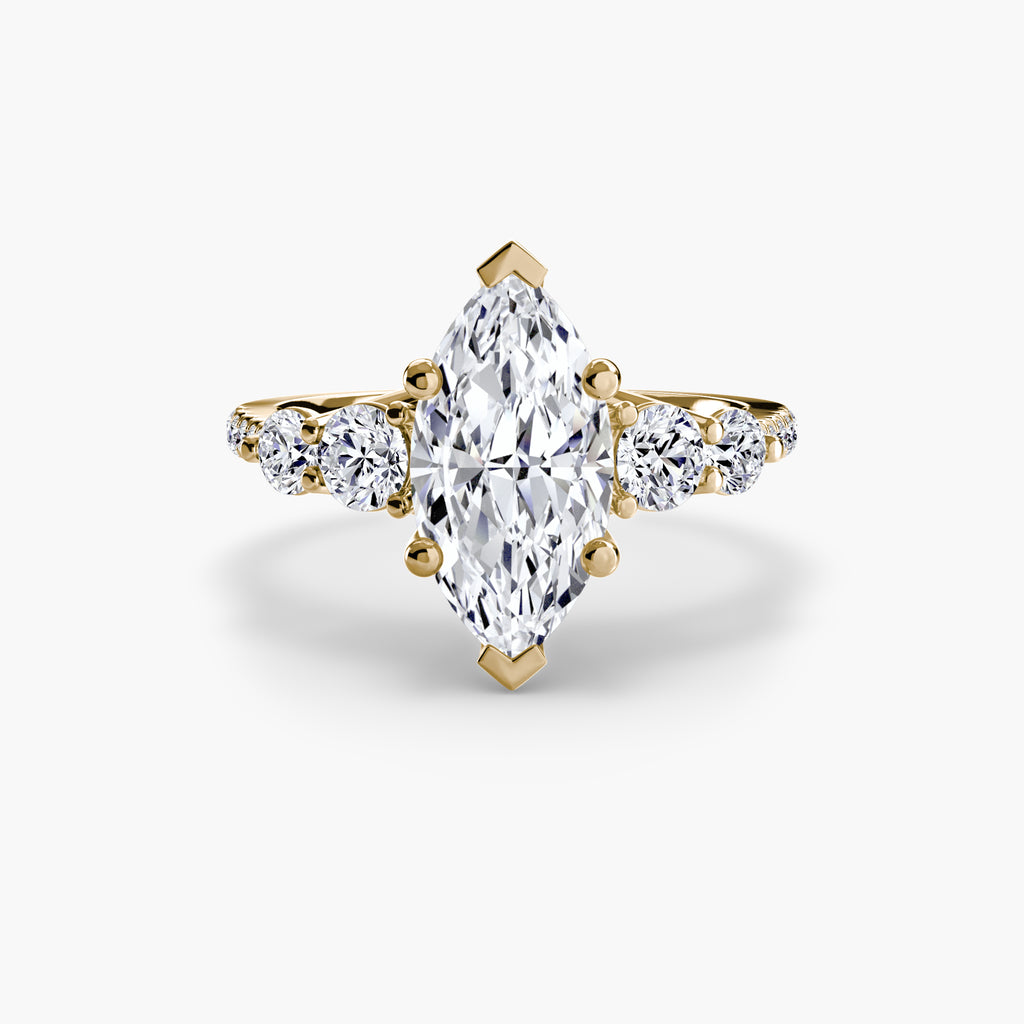 Five Stone Ring with Pavé Band - diamond engagement ring - VYKA Diamonds