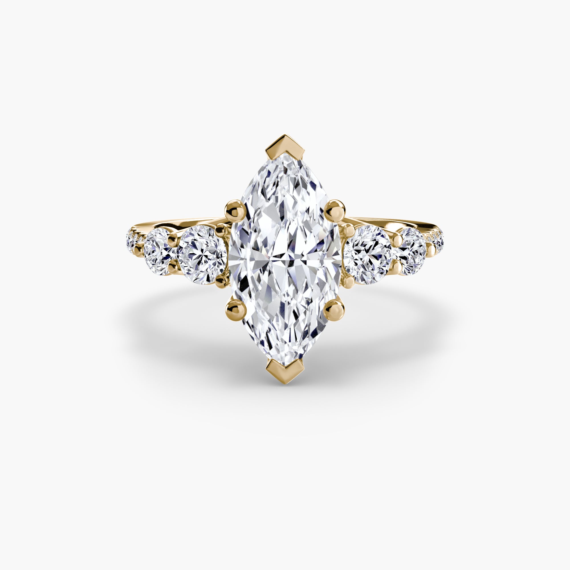 Five Stone Ring with Pavé Band - diamond engagement ring - VYKA Diamonds