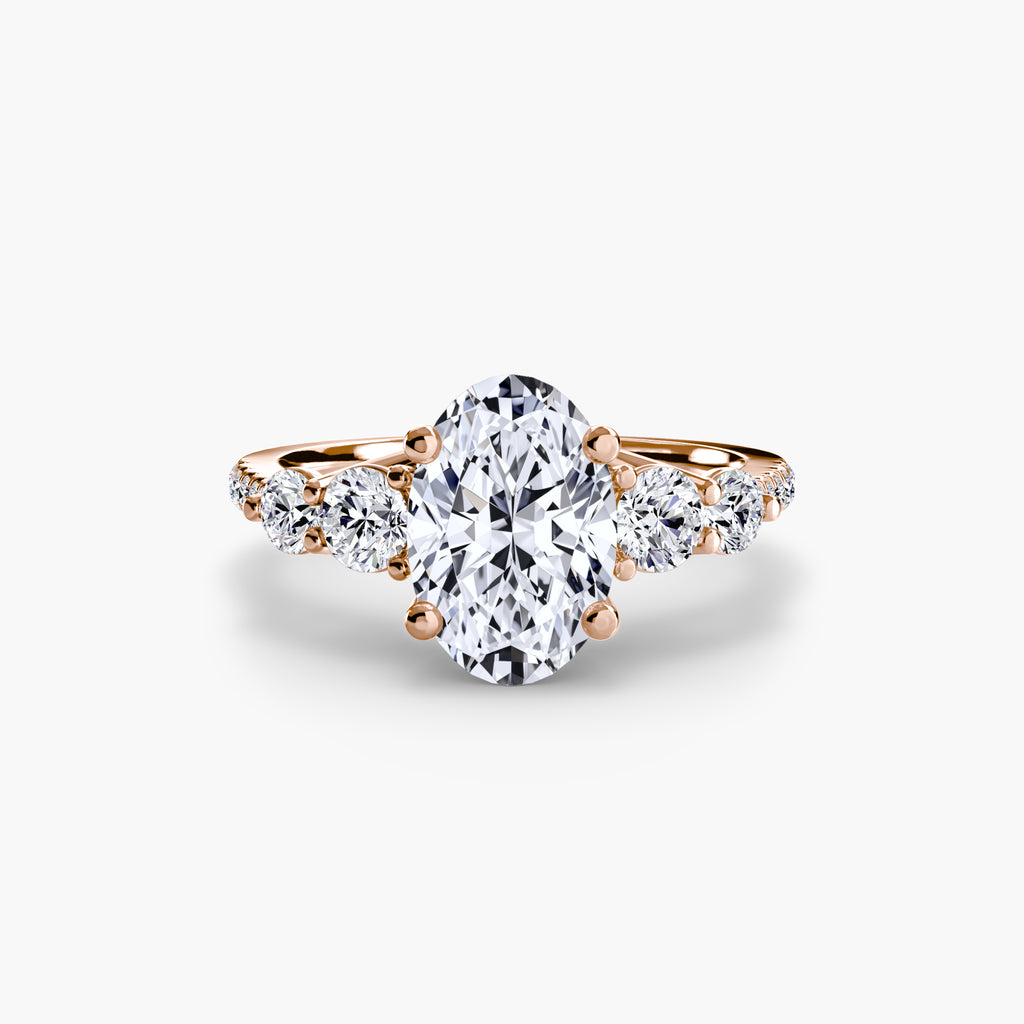 Five Stone Ring with Pavé Band - diamond engagement ring - VYKA Diamonds