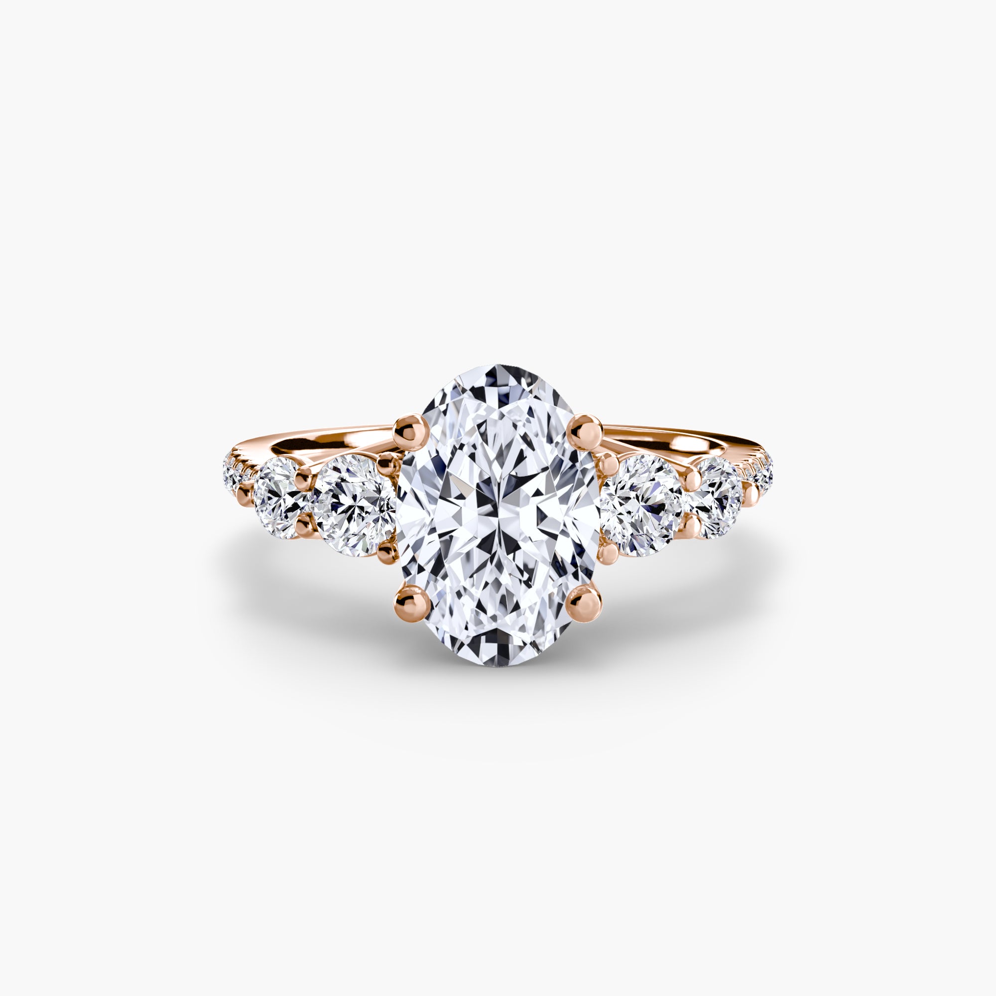 Five Stone Ring with Pavé Band - diamond engagement ring - VYKA Diamonds