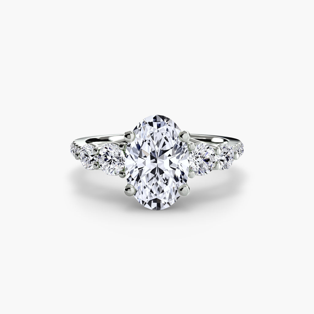 Five Stone Ring with Pavé Band - diamond engagement ring - VYKA Diamonds