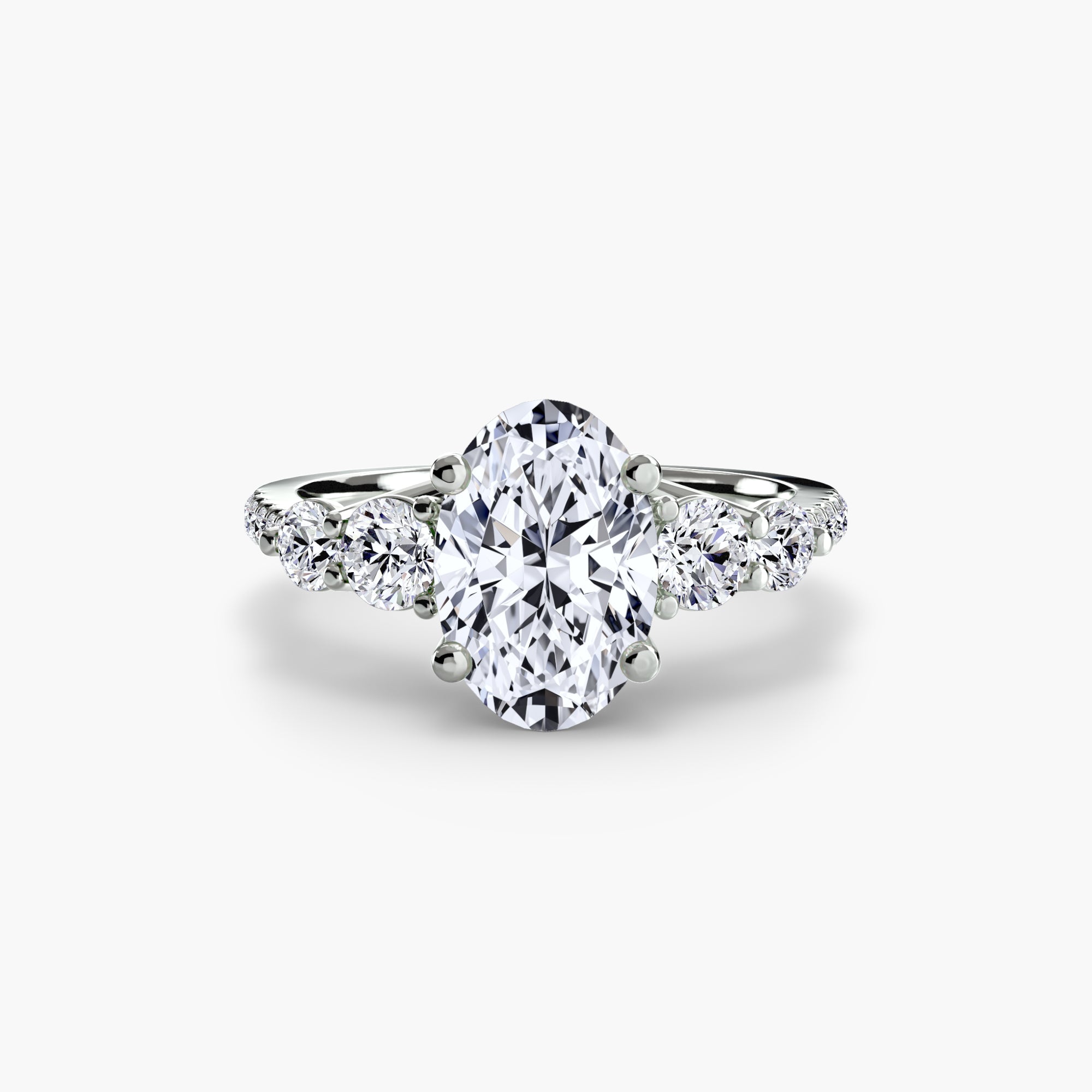 Five Stone Ring with Pavé Band - diamond engagement ring - VYKA Diamonds