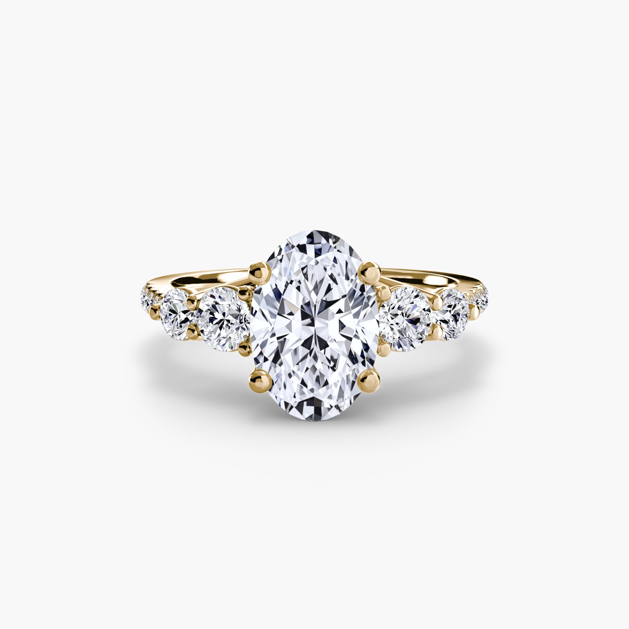 Five Stone Ring with Pavé Band - diamond engagement ring - VYKA Diamonds