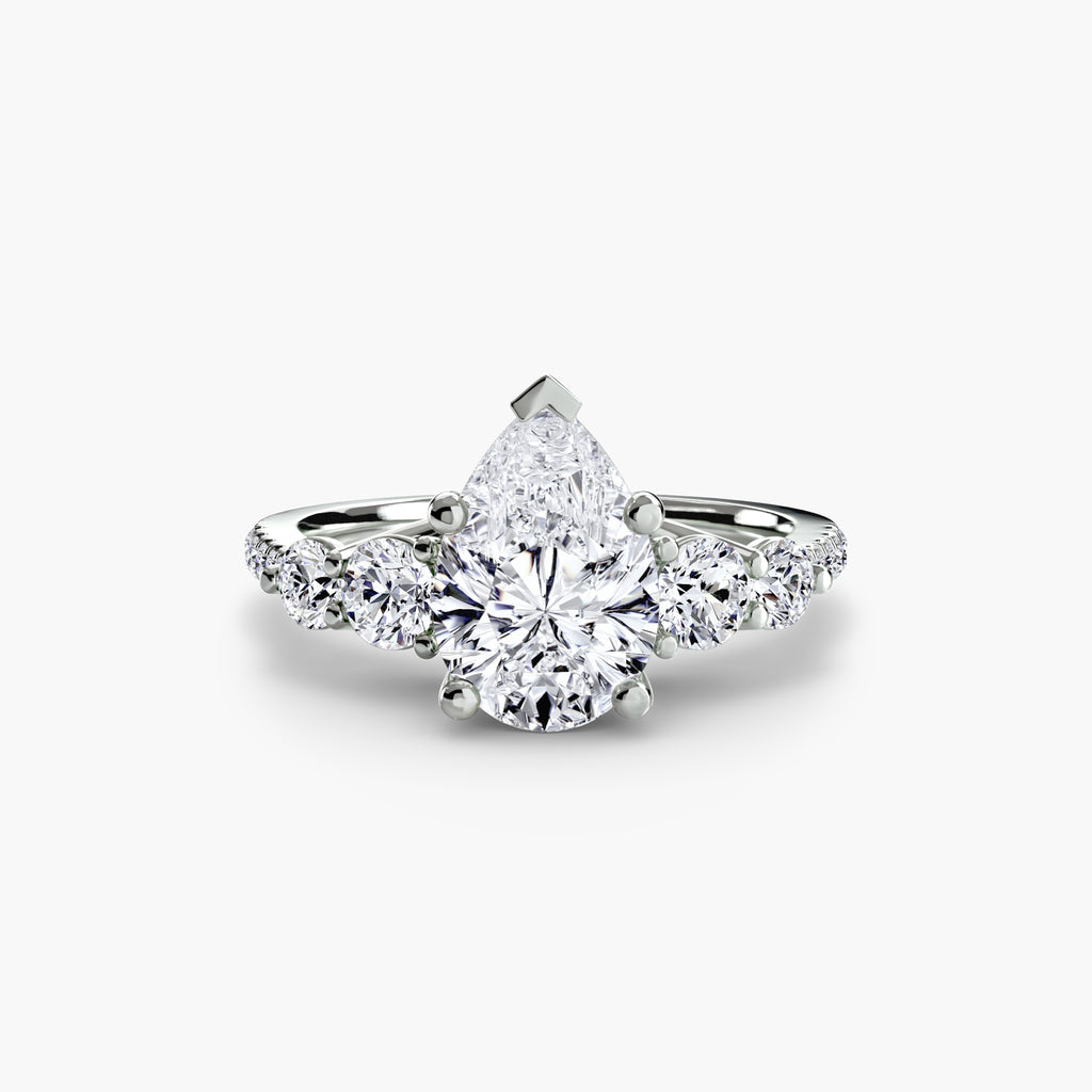 Five Stone Ring with Pavé Band - diamond engagement ring - VYKA Diamonds