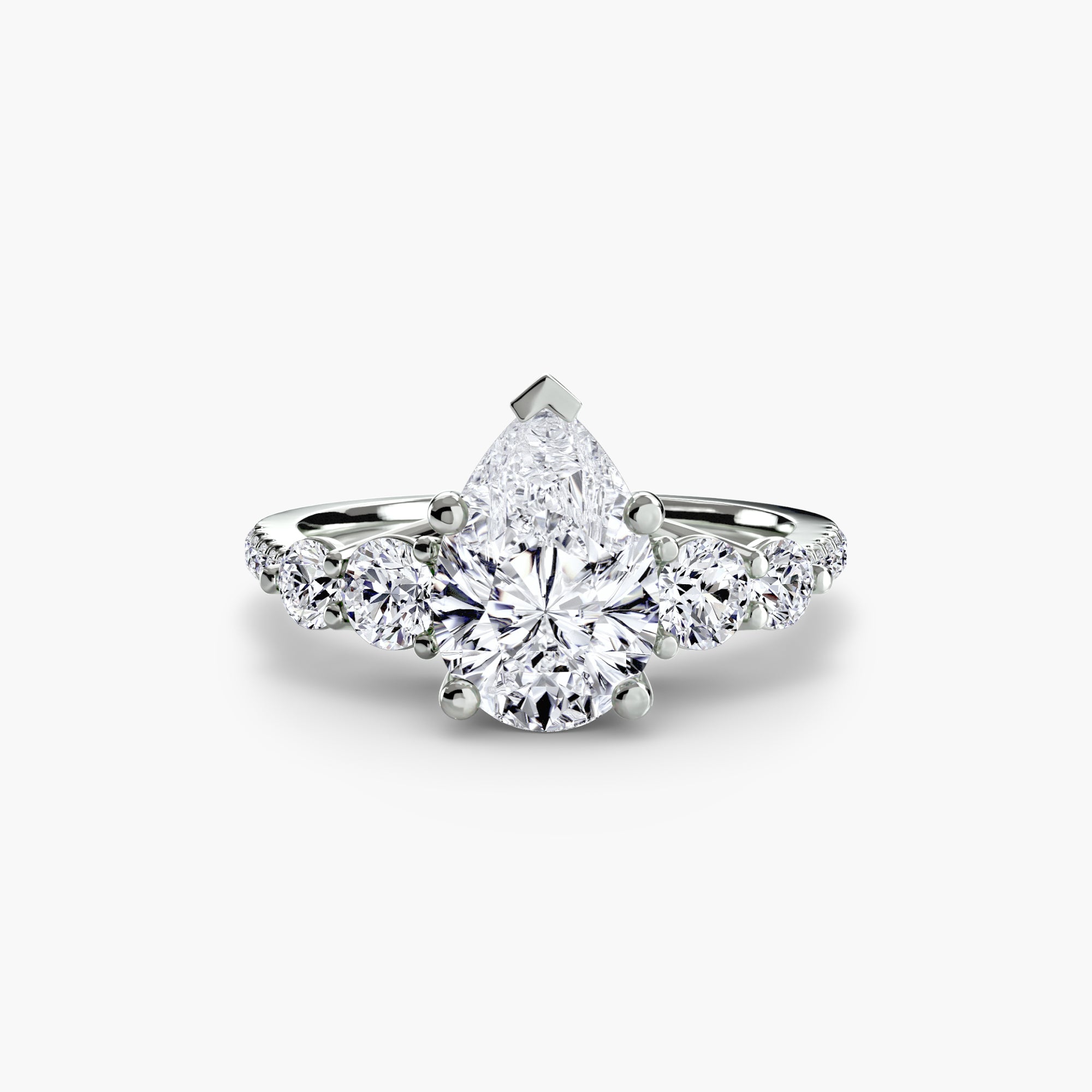Five Stone Ring with Pavé Band - diamond engagement ring - VYKA Diamonds