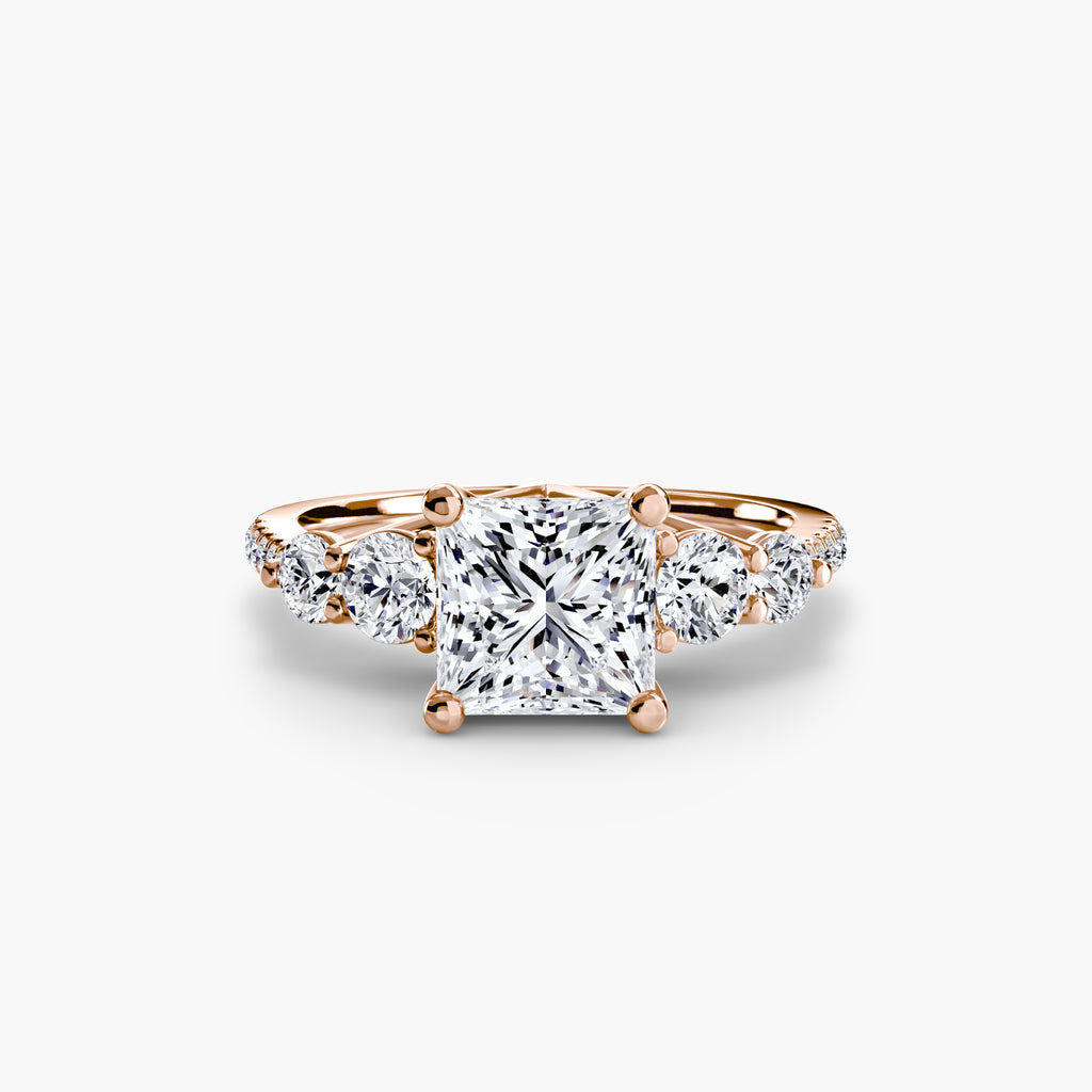 Five Stone Ring with Pavé Band - diamond engagement ring - VYKA Diamonds