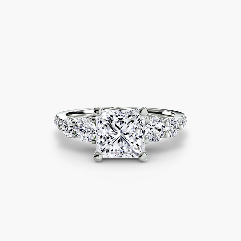 Five Stone Ring with Pavé Band - diamond engagement ring - VYKA Diamonds