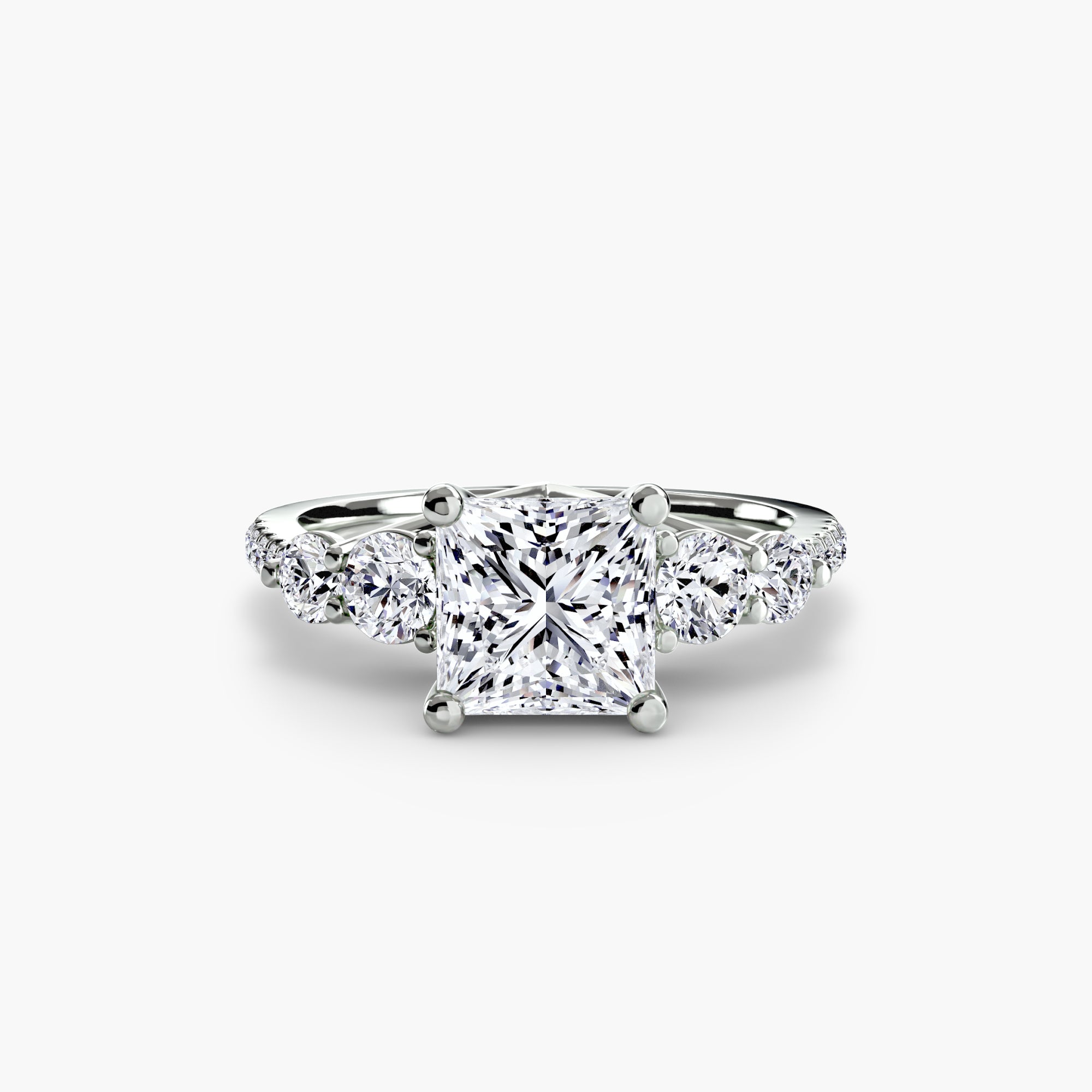 Five Stone Ring with Pavé Band - diamond engagement ring - VYKA Diamonds