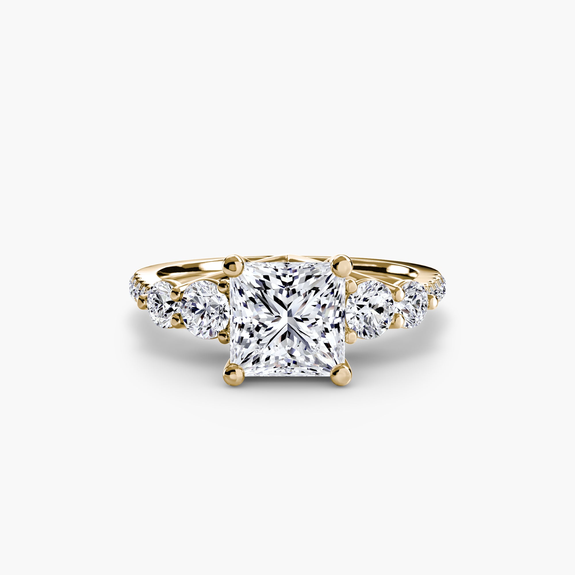 Five Stone Ring with Pavé Band - diamond engagement ring - VYKA Diamonds