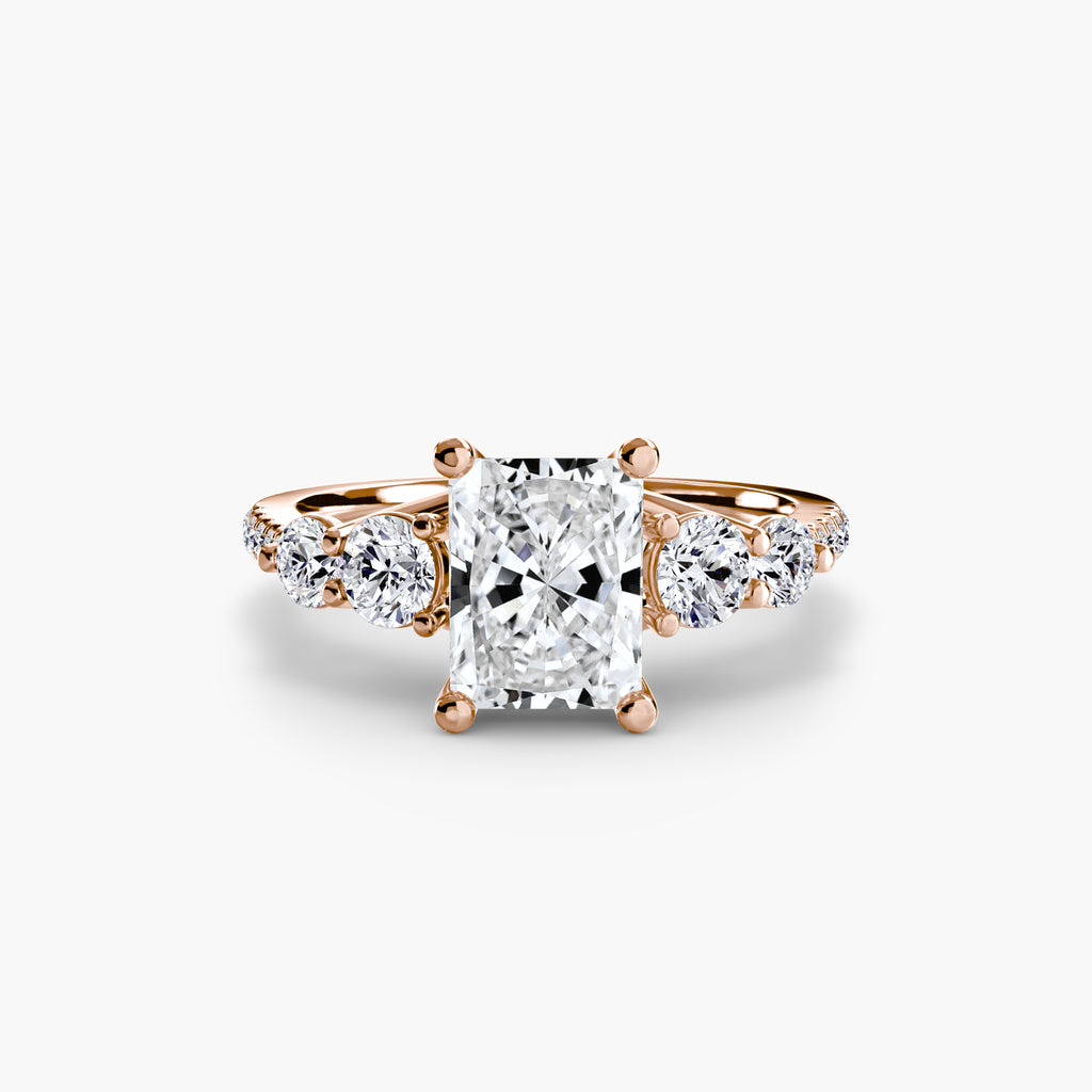 Five Stone Ring with Pavé Band - diamond engagement ring - VYKA Diamonds