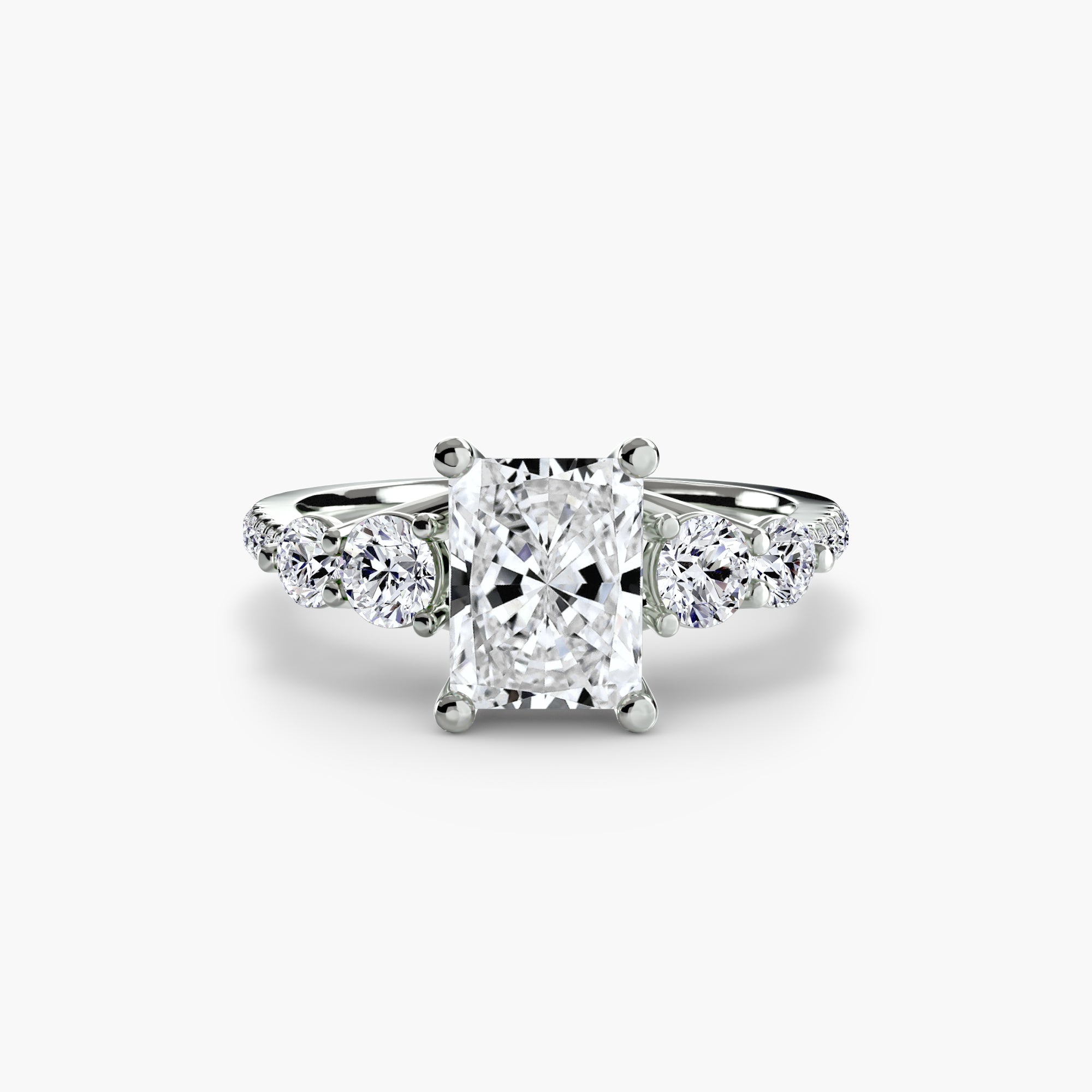 Five Stone Ring with Pavé Band - diamond engagement ring - VYKA Diamonds