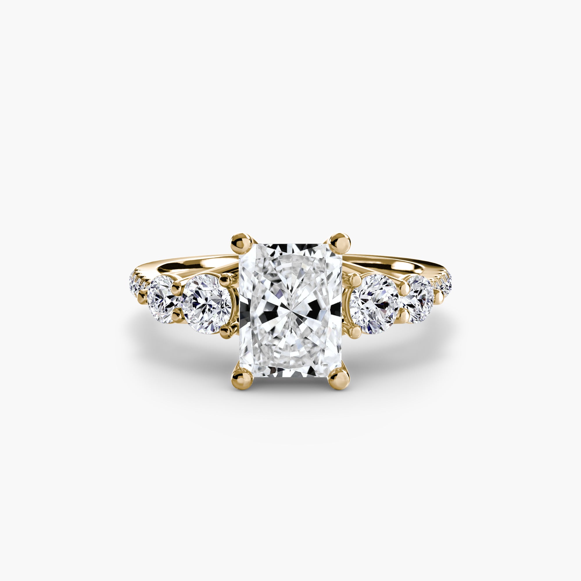 Five Stone Ring with Pavé Band - diamond engagement ring - VYKA Diamonds