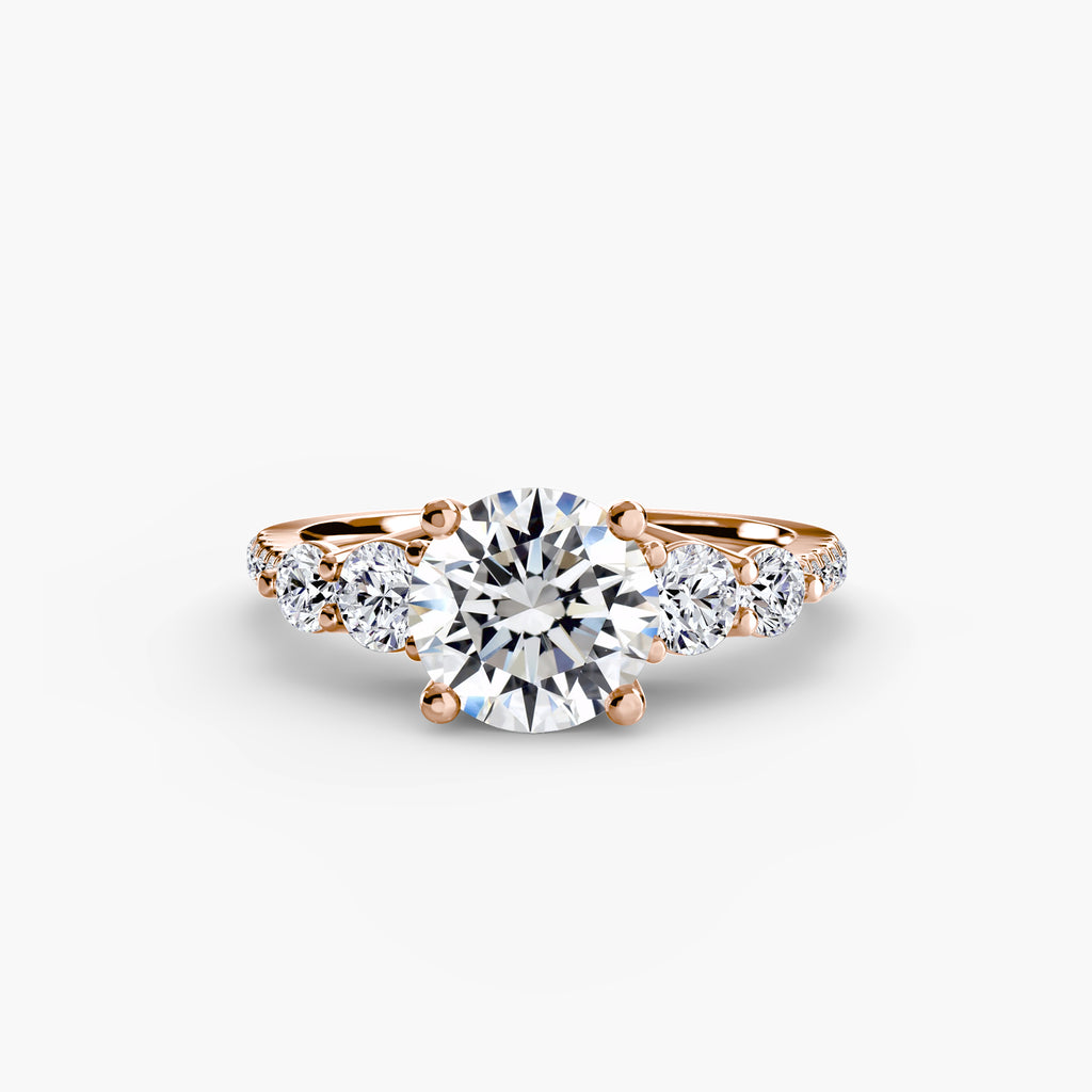 Five Stone Ring with Pavé Band - diamond engagement ring - VYKA Diamonds