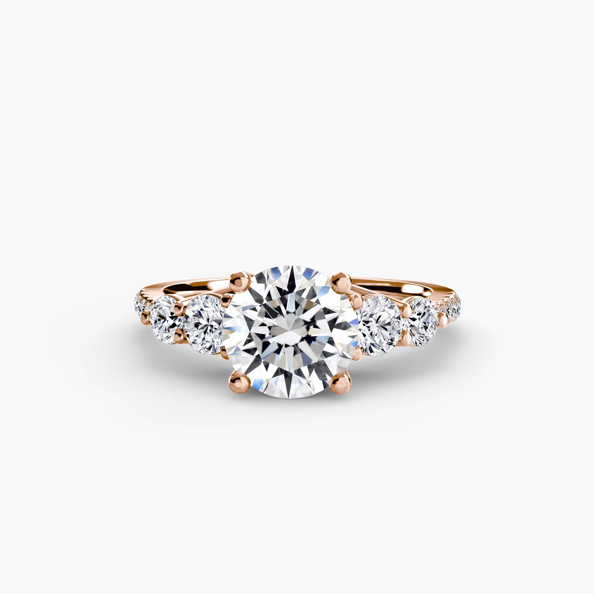 Five Stone Ring with Pavé Band - diamond engagement ring - VYKA Diamonds
