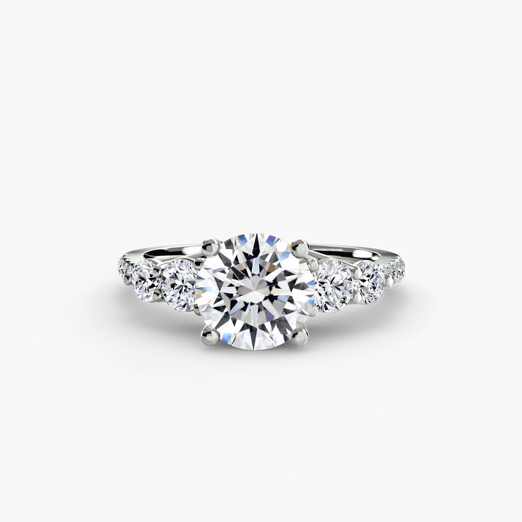 Five Stone Ring with Pavé Band - diamond engagement ring - VYKA Diamonds