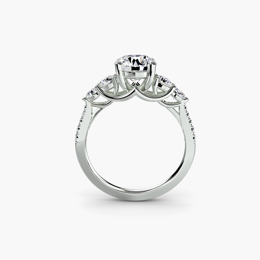 Five Stone Ring with Pavé Band - diamond engagement ring - VYKA Diamonds