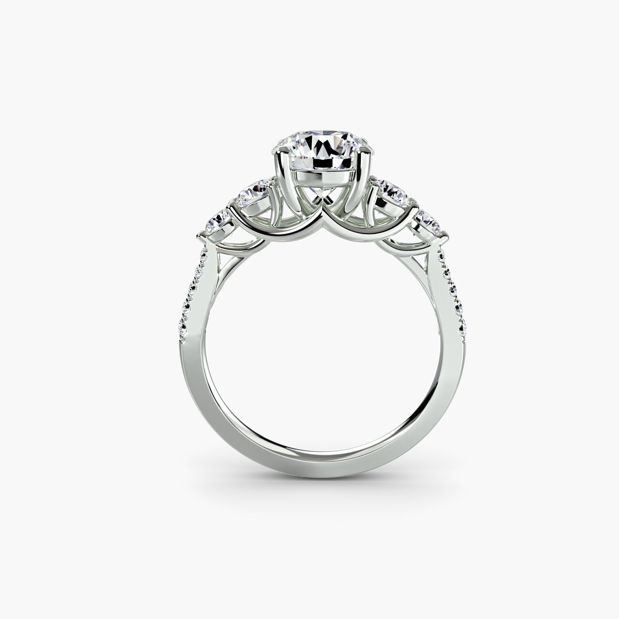 Five Stone Ring with Pavé Band - diamond engagement ring - VYKA Diamonds