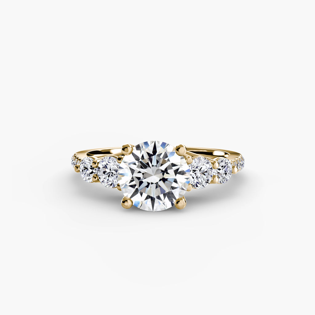 Five Stone Ring with Pavé Band - diamond engagement ring - VYKA Diamonds