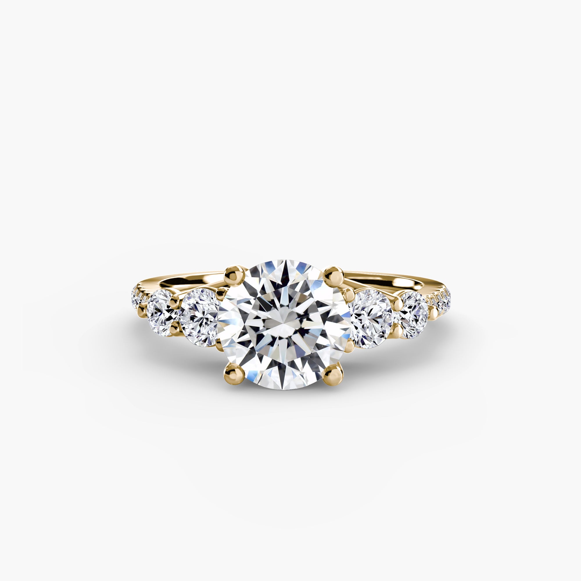 Five Stone Ring with Pavé Band - diamond engagement ring - VYKA Diamonds