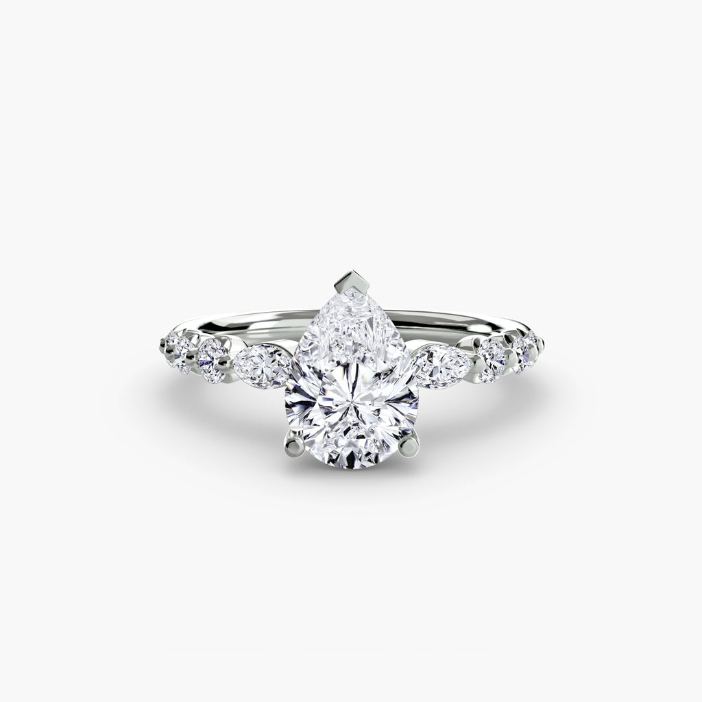 The Tiered Accent Ring - diamond engagement ring - VYKA Diamonds