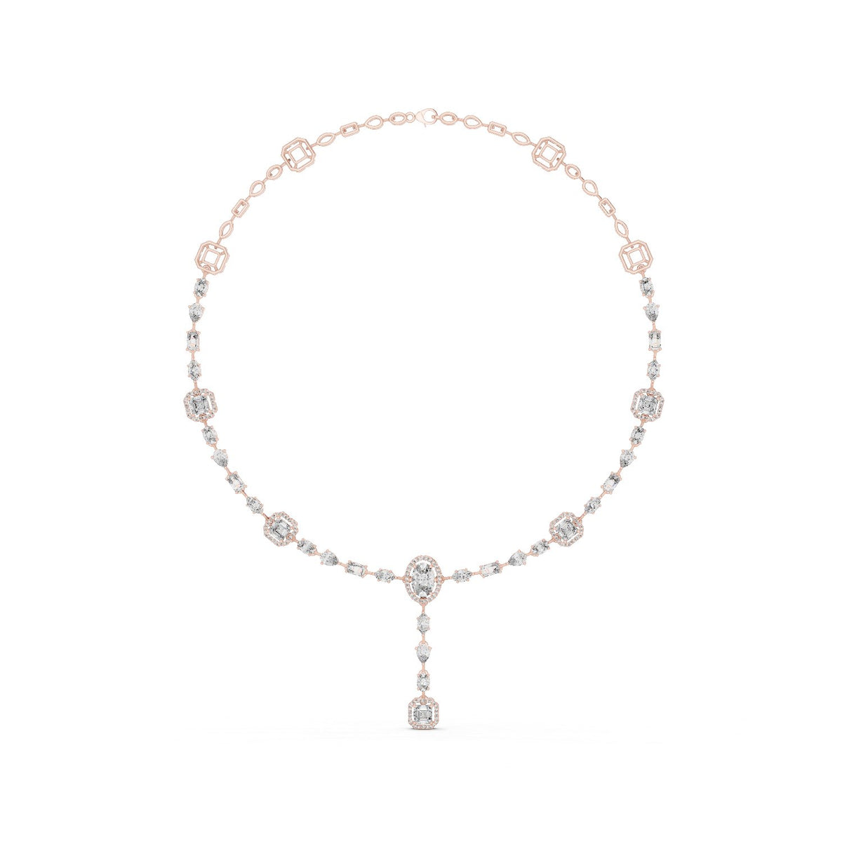 Princess Cluster Half-Collar Diamond Necklace