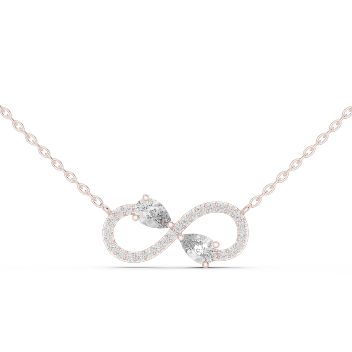عقد إنفينيتي بألماسة كمثرى in Rose Gold - VYKA Diamonds