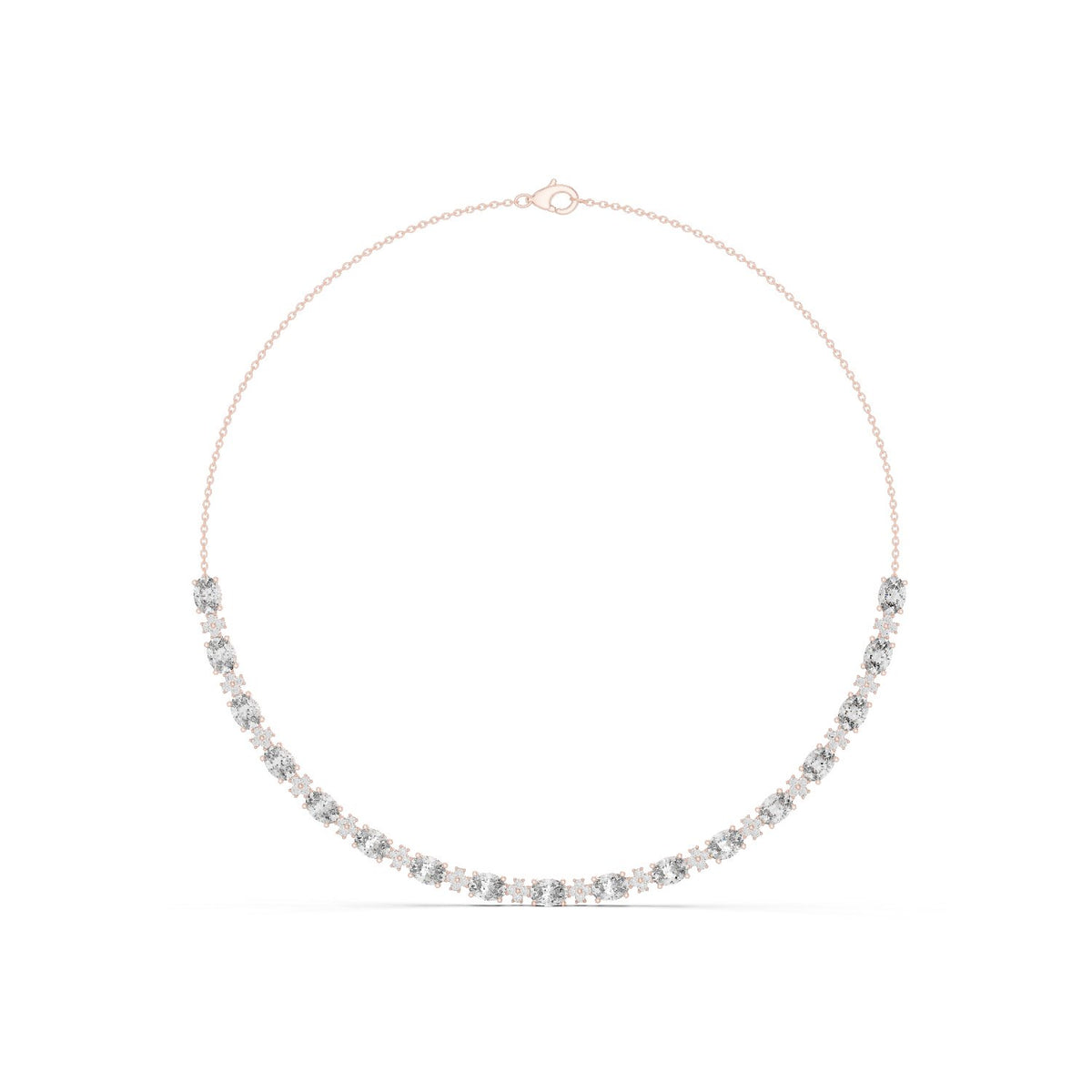 عقد نصف تنس بألماس بيضاوي ومستدير متدرّج in Rose Gold - VYKA Diamonds