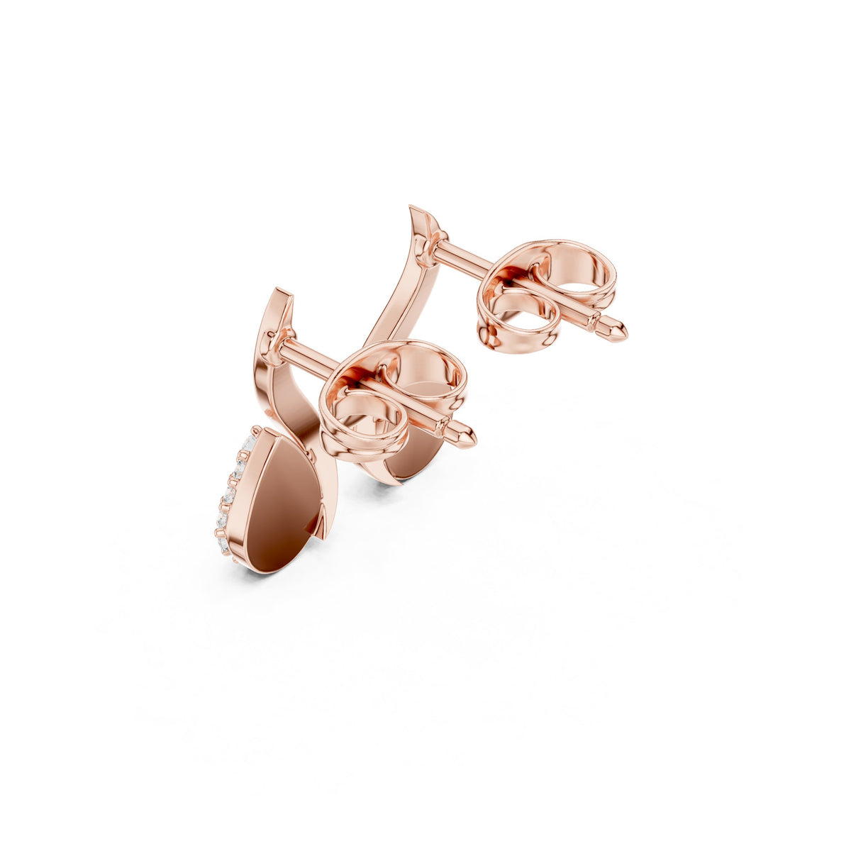 Swirl Teardrop Pave Diamond Stud Earrings