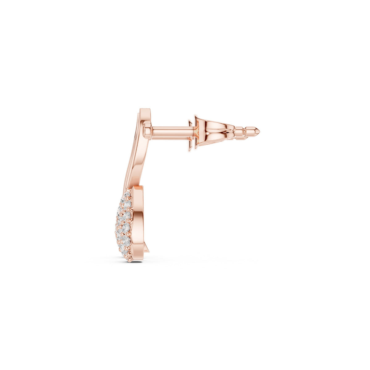 Swirl Teardrop Pave Diamond Stud Earrings