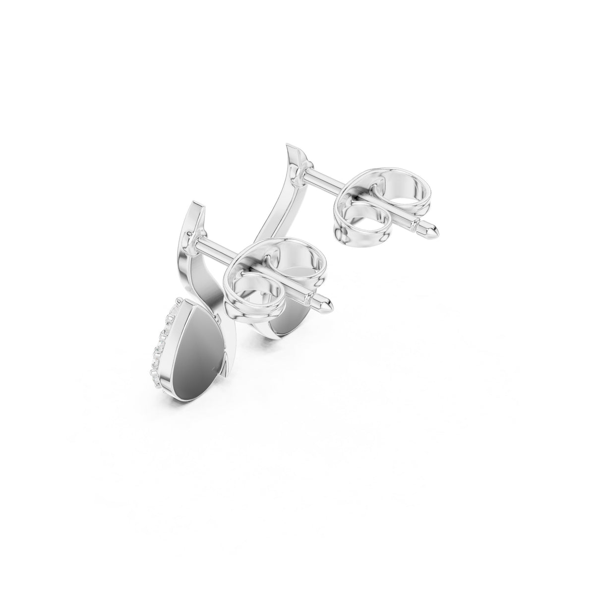 Swirl Teardrop Pave Diamond Stud Earrings