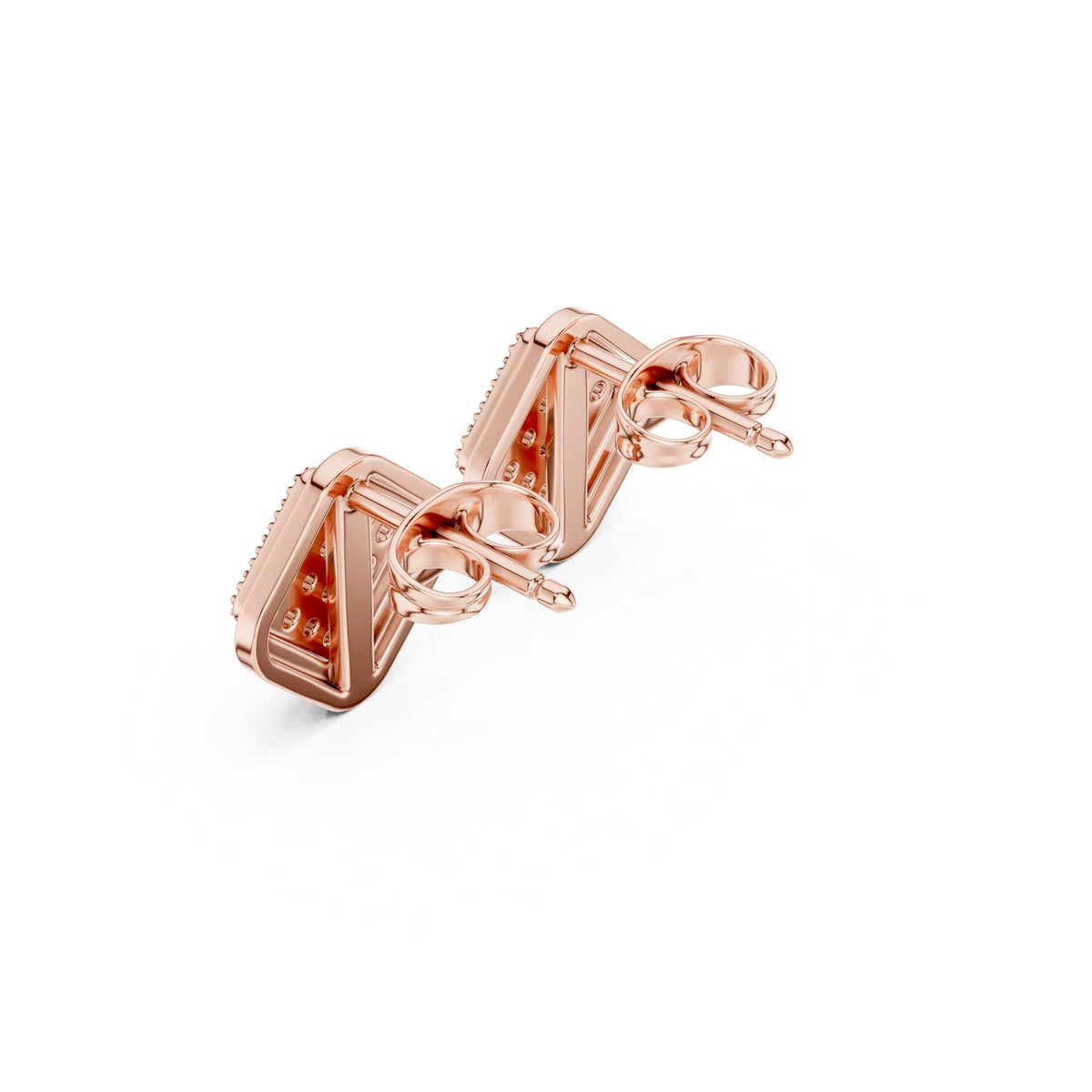أقراط ألماس كوشن بلوحة باڤيه in Rose Gold - VYKA Diamonds