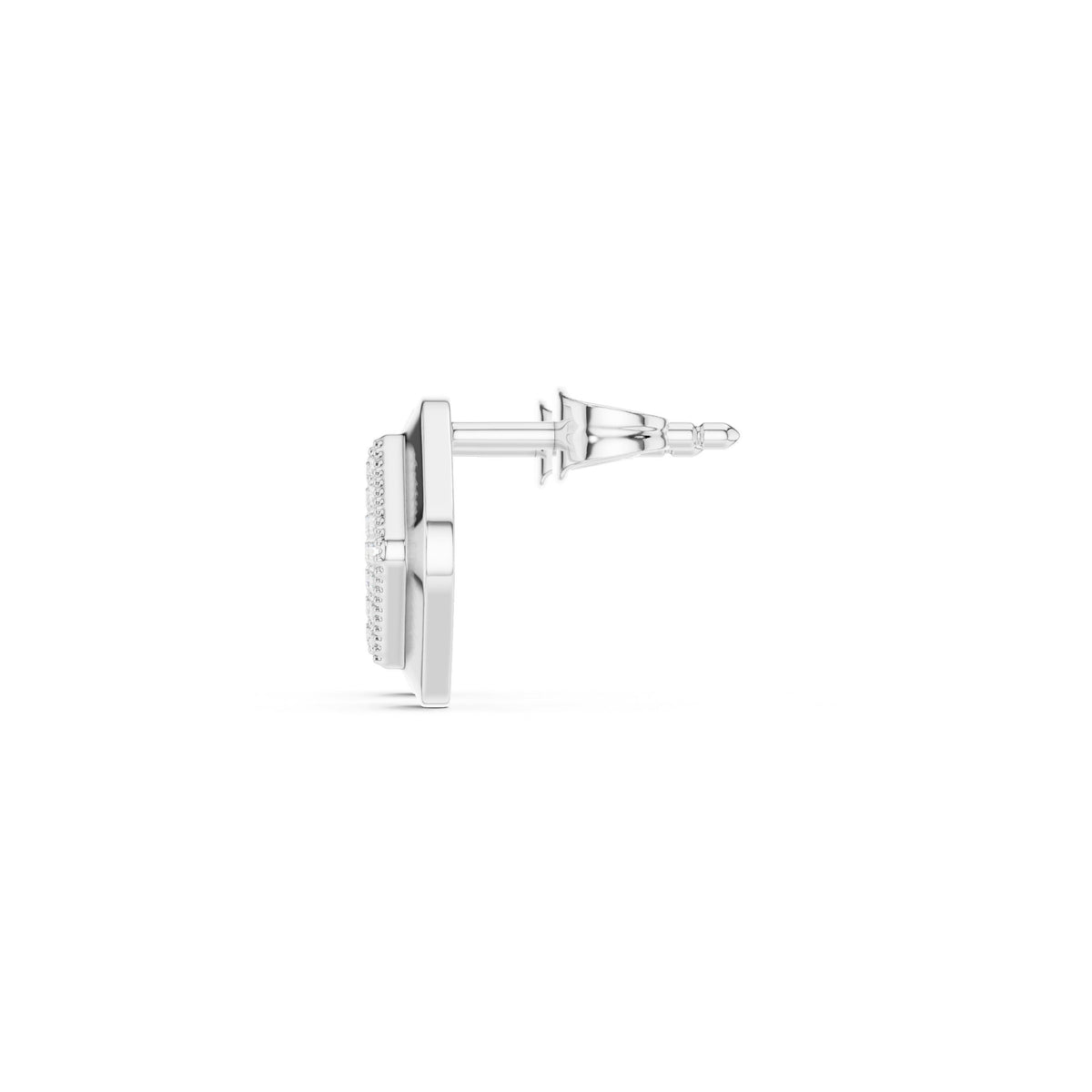 Cushion Pave Plate Diamond Stud Earrings
