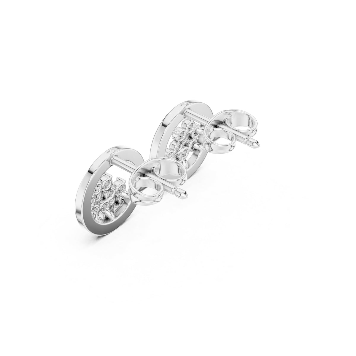 Open Circle Flower Cluster Diamond Stud Earrings