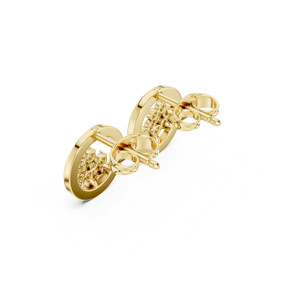 Open Circle Flower Cluster Diamond Stud Earrings