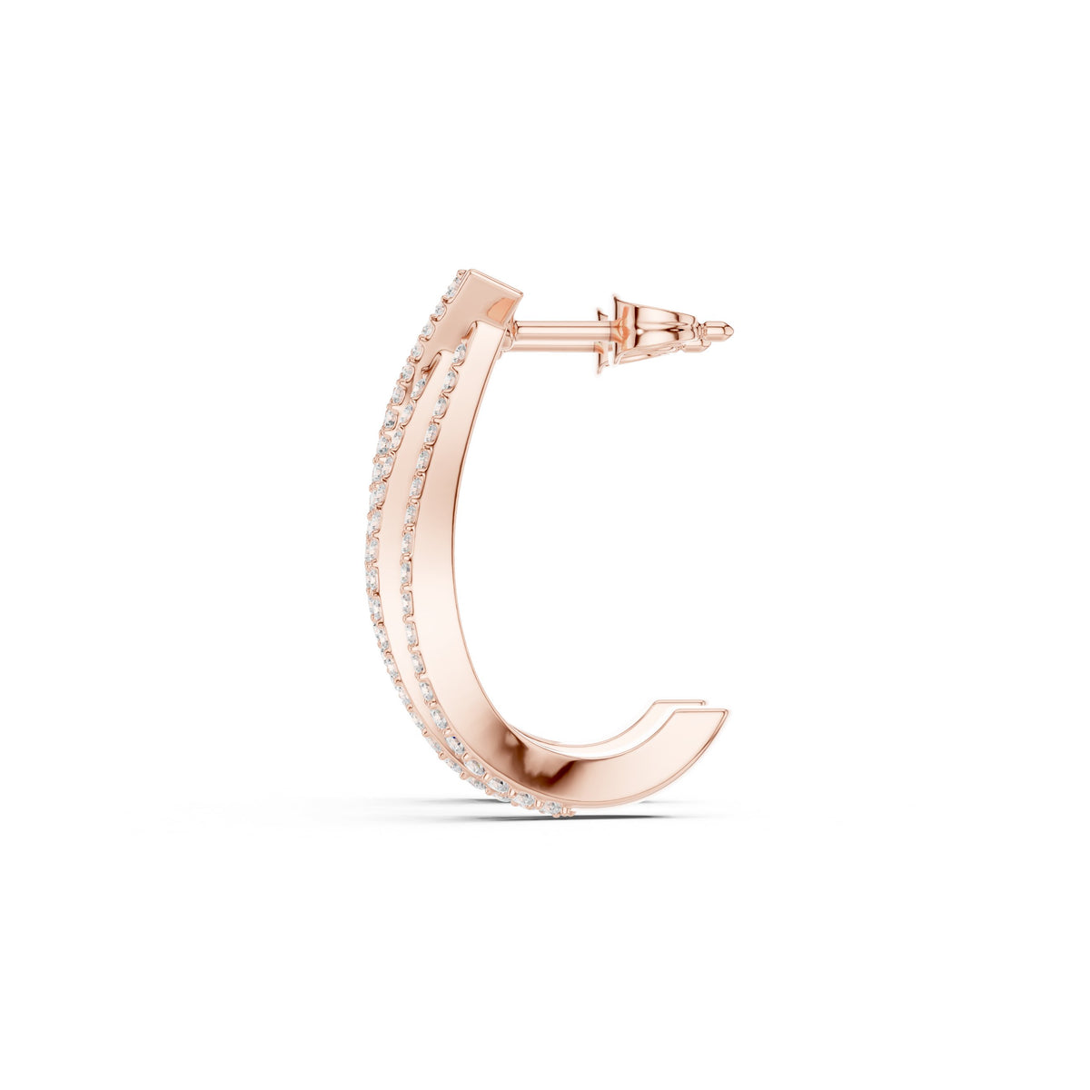 أقراط حلقية متموّجة بصفّين من ألماس الباڤيه in Rose Gold - VYKA Diamonds