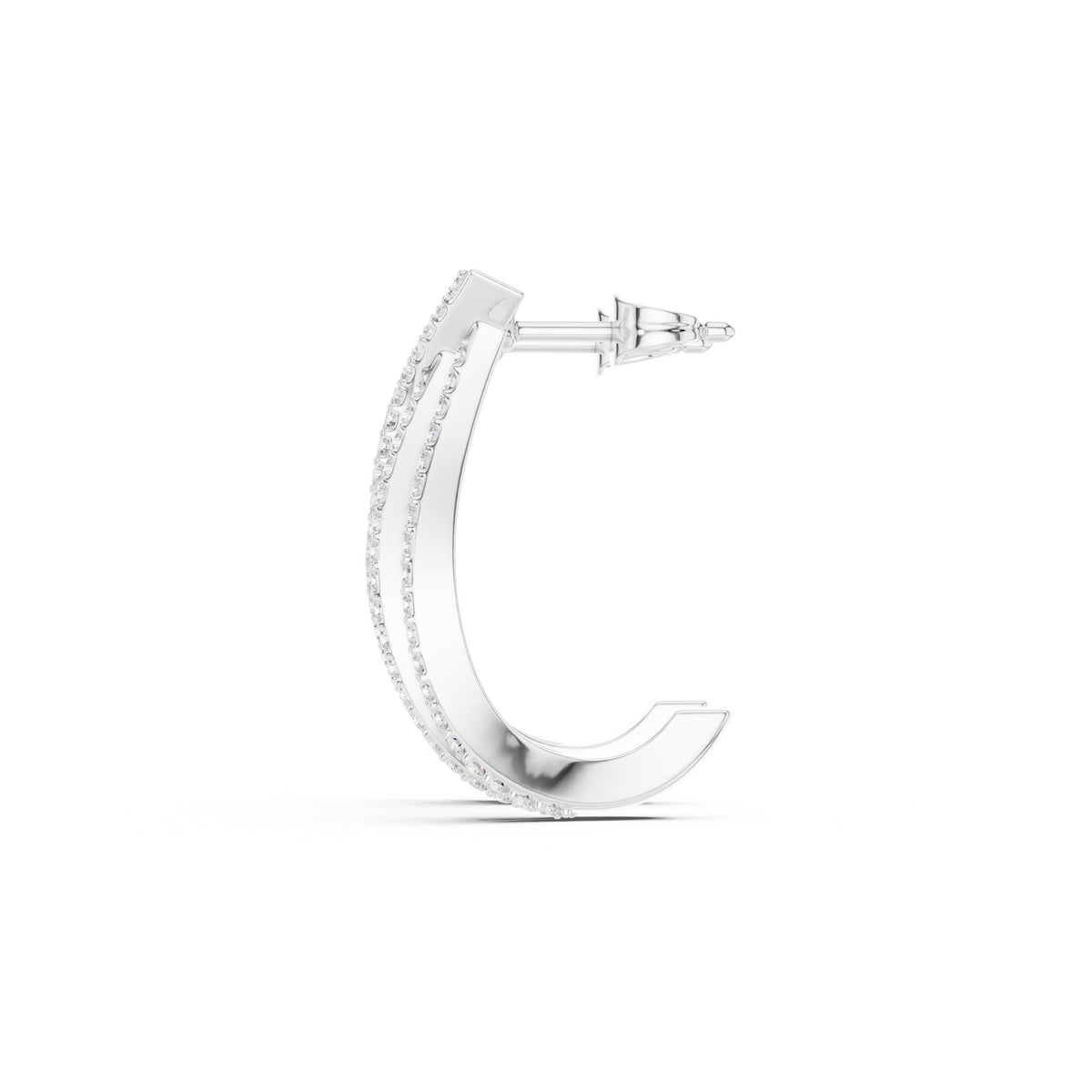 Wave Double Row Pave Diamond Hoop Earrings