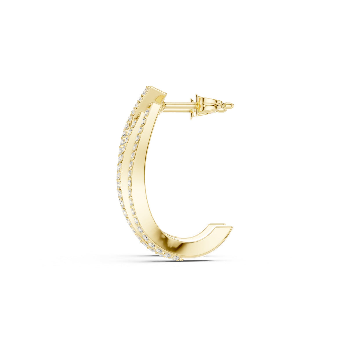 Wave Double Row Pave Diamond Hoop Earrings