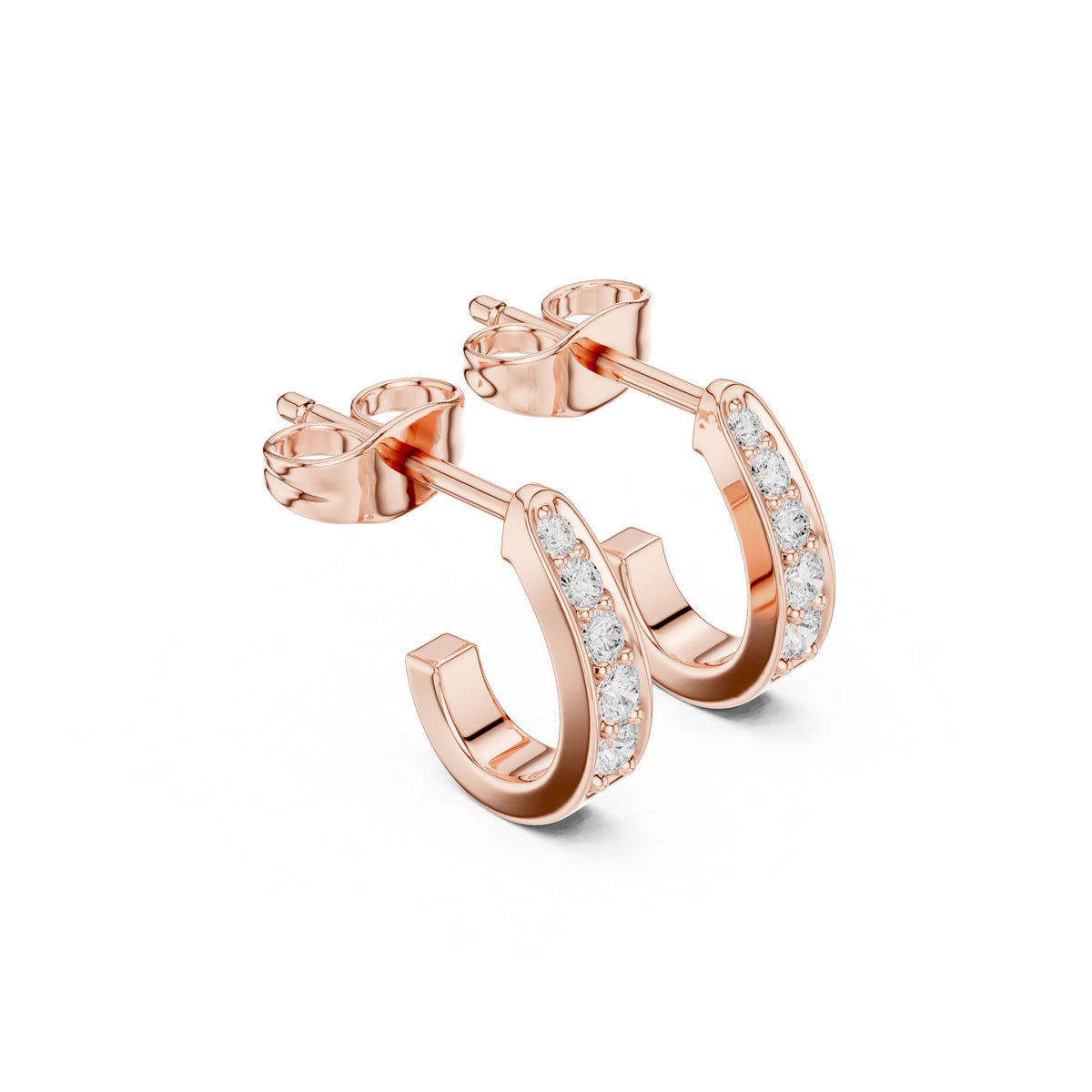 Pave Half Hoop Diamond Earrings
