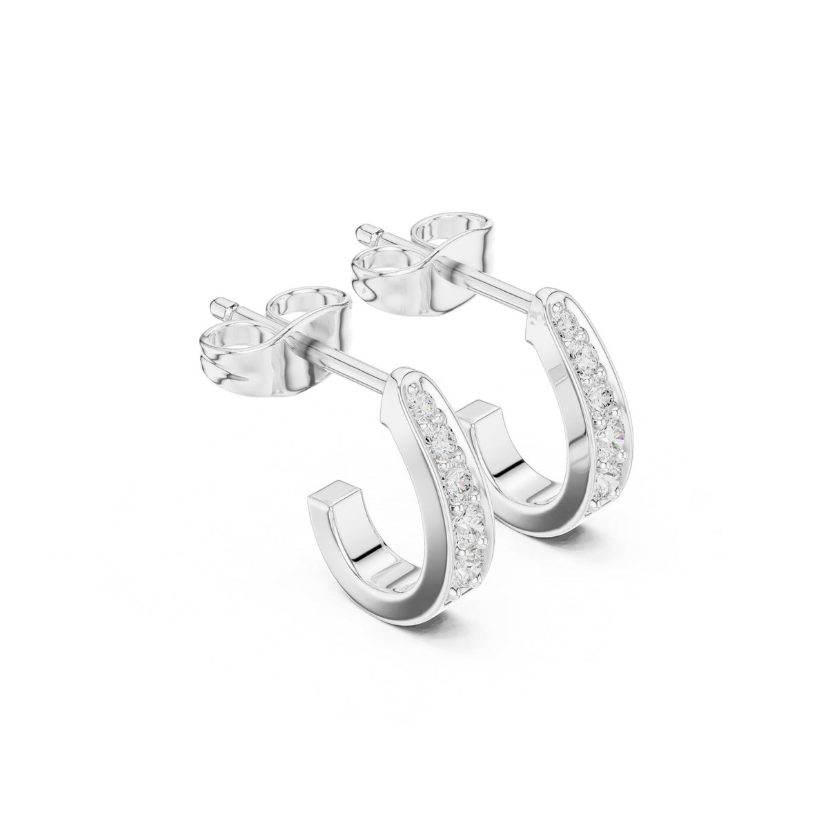 أقراط نصف حلقية بألماس باڤيه in White Gold - VYKA Diamonds