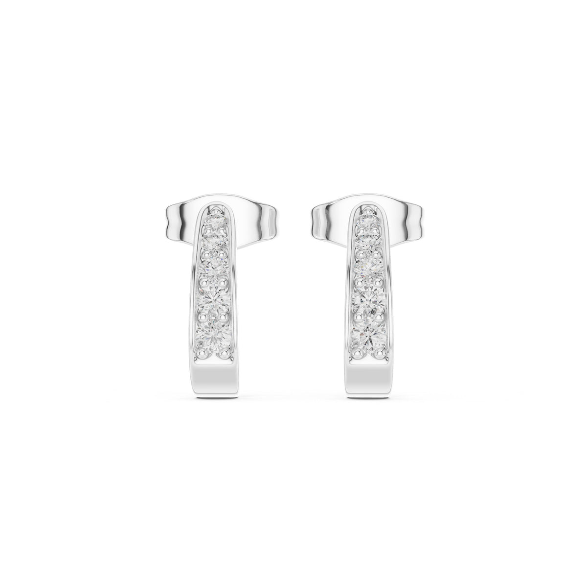 Pave Half Hoop Diamond Earrings