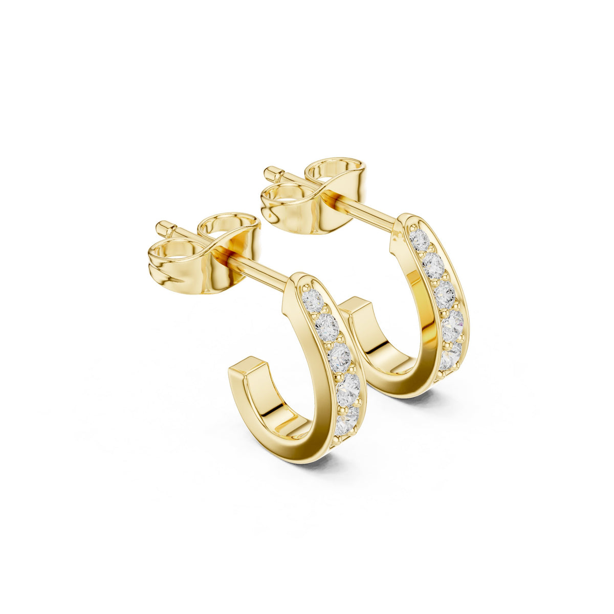 Pave Half Hoop Diamond Earrings