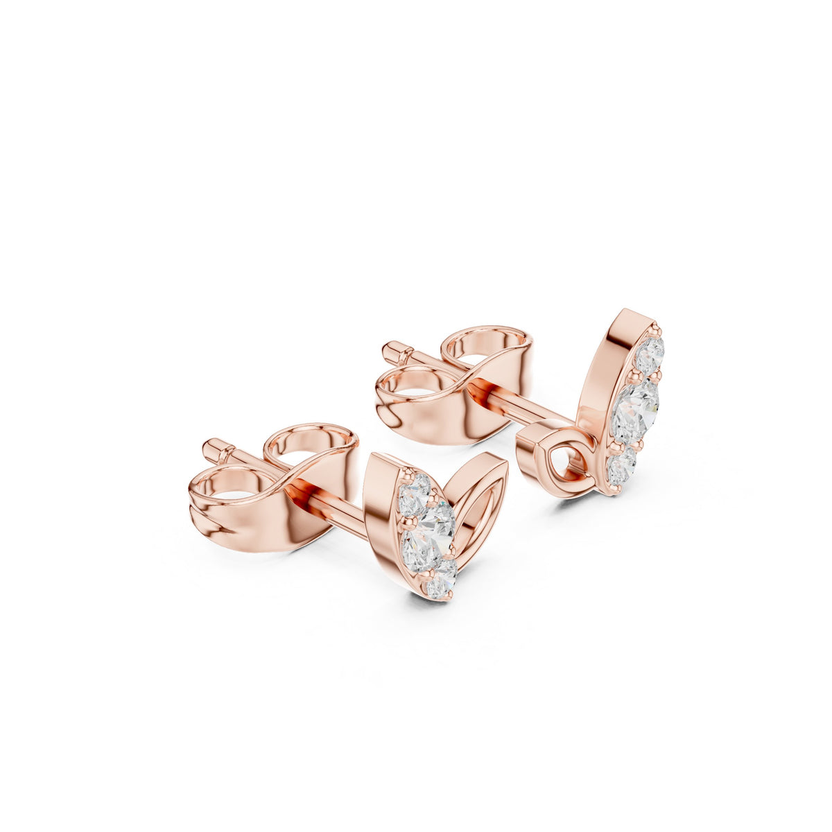 Twin Leaf Diamond Stud Earrings