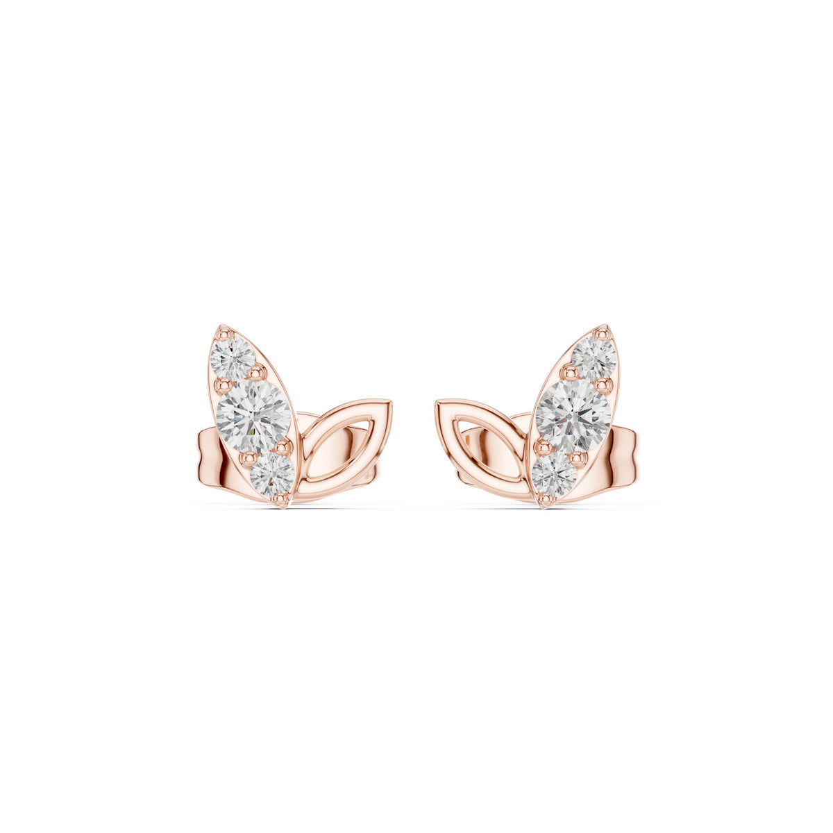أقراط ألماس بورقتين in Rose Gold - VYKA Diamonds