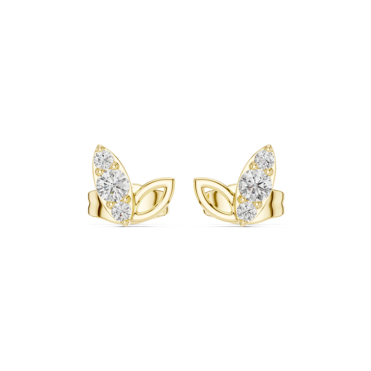 Twin Leaf Diamond Stud Earrings
