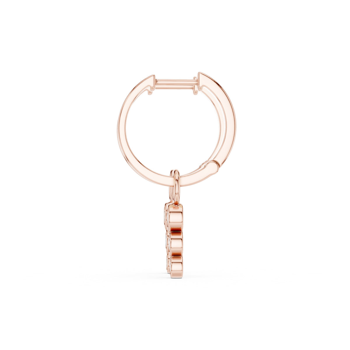 Three Bezel Drop Diamond Huggie Earrings