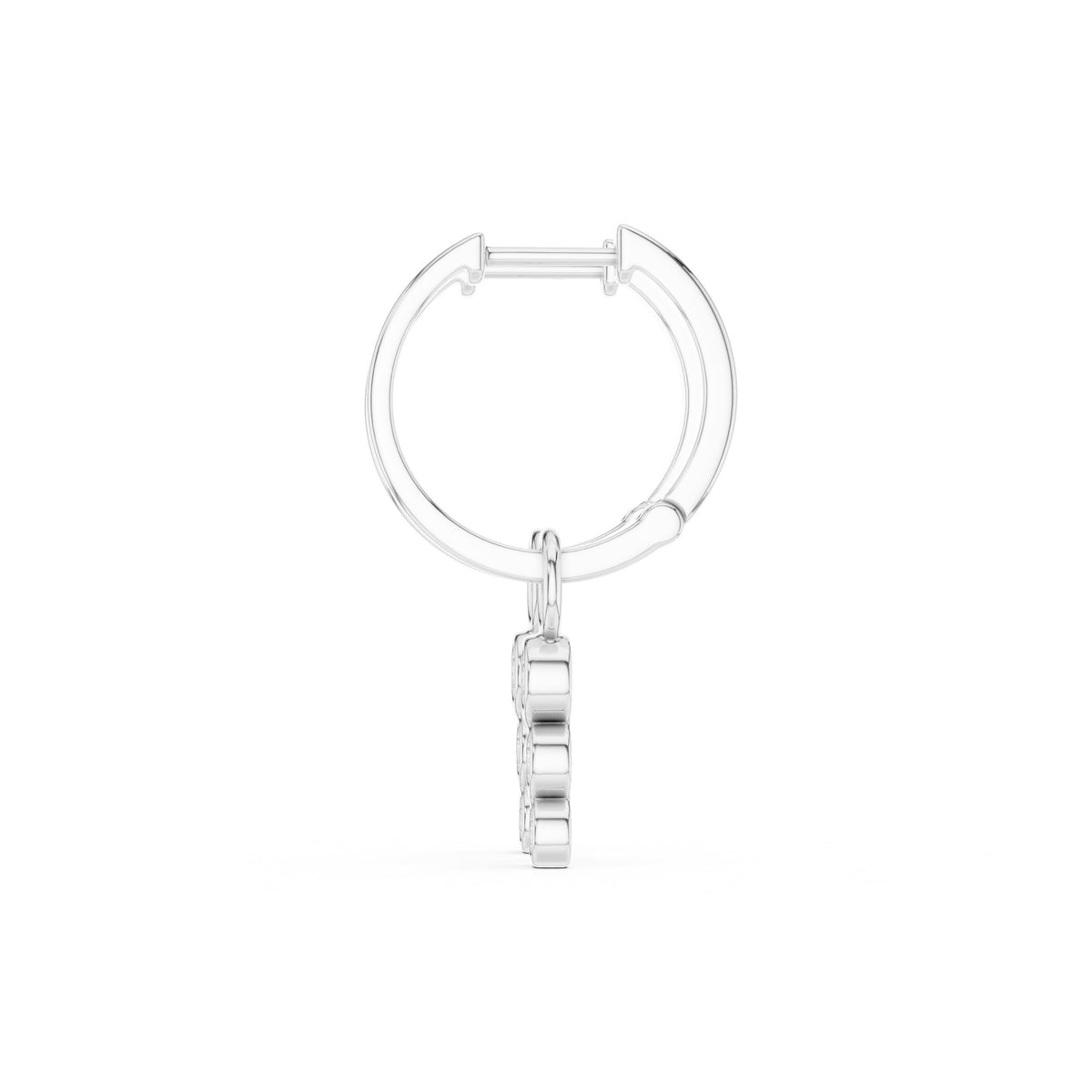 Three Bezel Drop Diamond Huggie Earrings